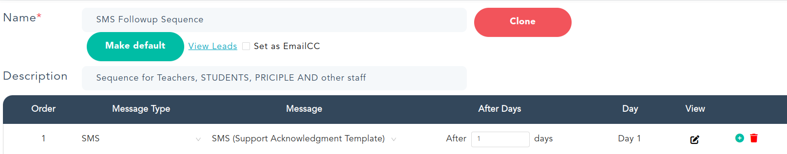 SMS Message Sequence